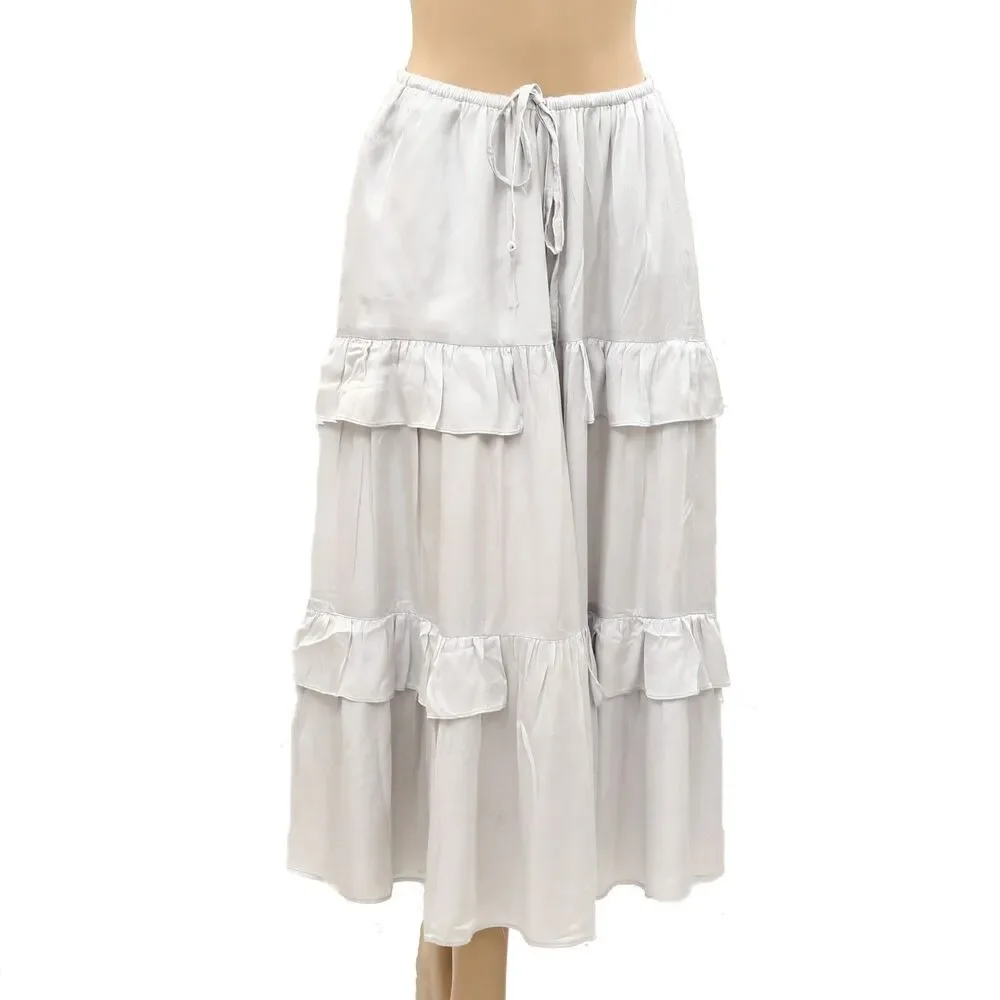 Kerri Rosenthal Athena Maxi Skirt High Waisted Ruffle Tired Pull-on M 286402